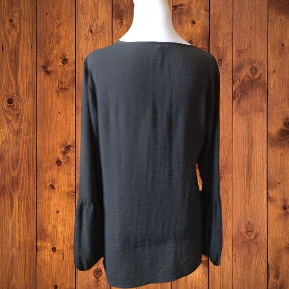 Maurices Women's Small Dark Gray V-Neck Long Balloon Sleeve Blouse Pullover - Picture 6 of 6